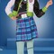 Kids Monster High Frankie Stein Costume Plaid Dress Sweater Jacket and Stitched Tights